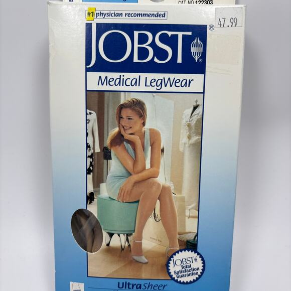 Jobst Compression Stockings 15-20 mmHg XL Thigh High Silicone Dot Band Natural - Picture 3 of 9